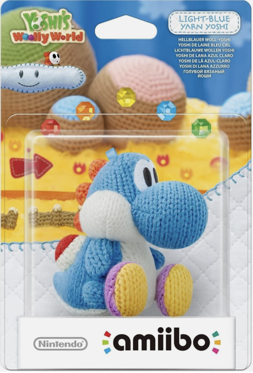 Blue Yarn Yoshi Amiibo - Yoshi's Woolly World Collection