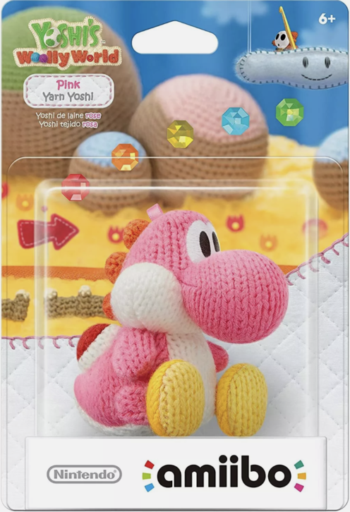 Pink Yarn Yoshi Amiibo - Yoshi's Woolly World Collection