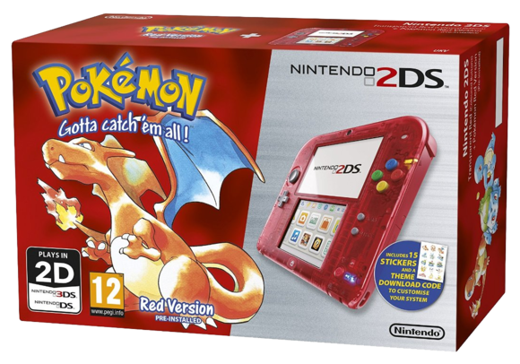 Nintendo 2DS Console [Transparent Red - Pokemon Edition]