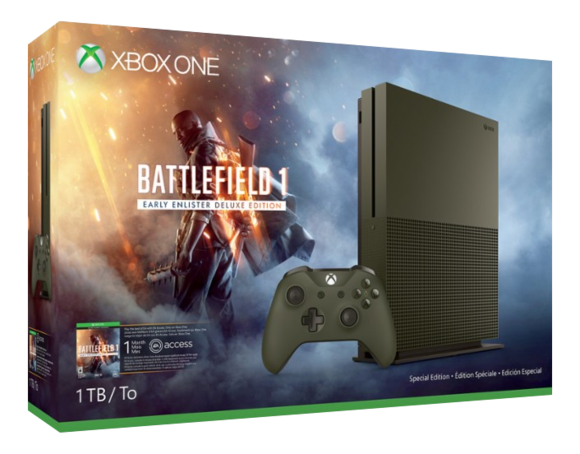 Microsoft Xbox One S Console & Official Controller [Military Green]