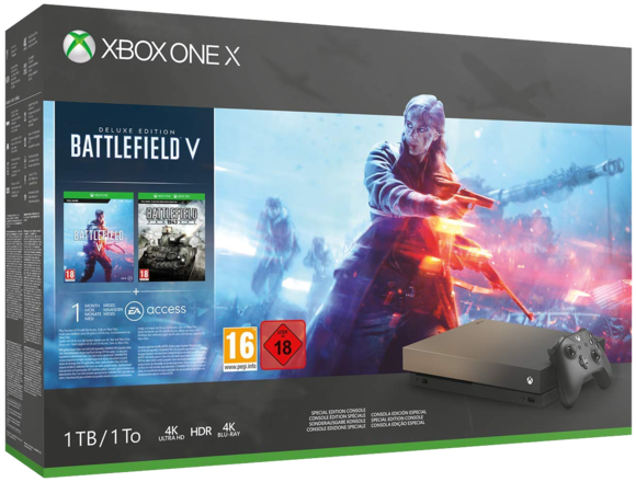 Microsoft Xbox One X Console & Official Controller [Gold Rush]